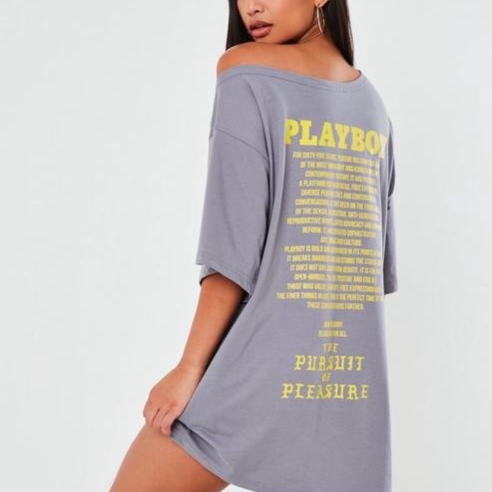 Missguided x Playboy oversized T-shirt dress